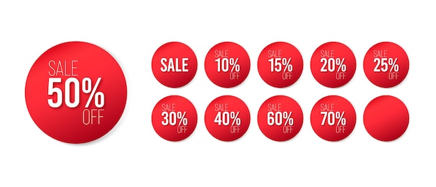 Set of price stickers sale stickers red label shopping label discount special offer 50 off