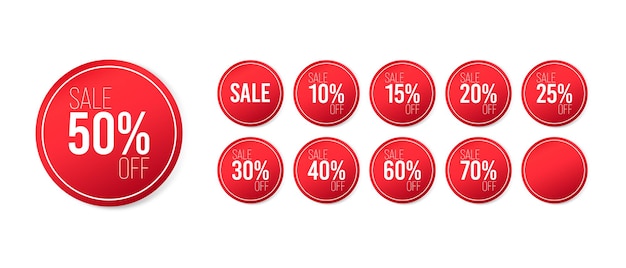 Set of price stickers sale stickers red label shopping label discount special offer vector