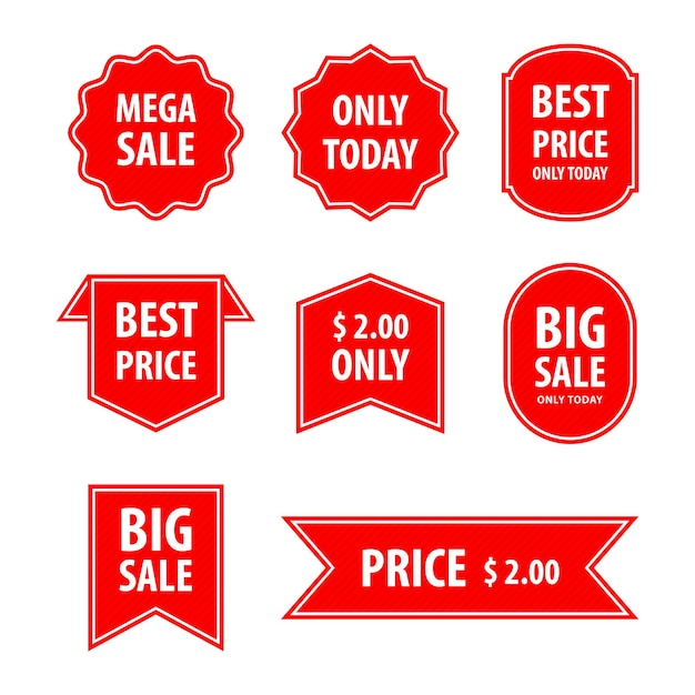 Set of price tag and discount logo design template