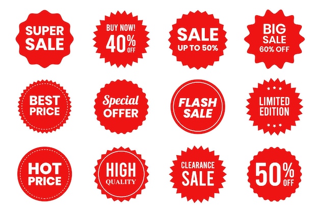 Set of price tags and sale banner promotions