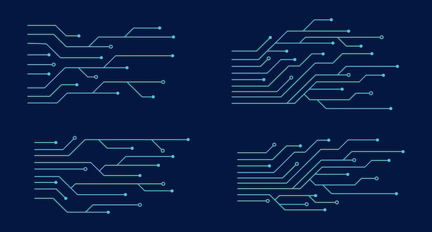 Vector set of printed circuit board abstract futuristic circuit board hi tech digital circuit board futuristic technology design elements vector illustration