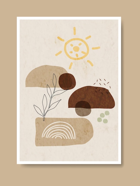 Set di stampe collezione di poster minimalisti contemporanei boho