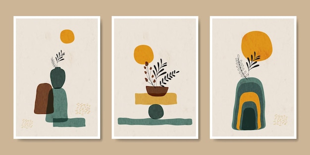 Set prints boho hedendaagse minimalistische postercollectie