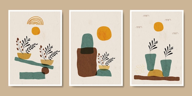 Set prints boho hedendaagse minimalistische postercollectie