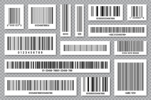 Vettore set di codici a barre di identificazione del prodotto codice di tracciamento numero di serie id del prodotto con digitale