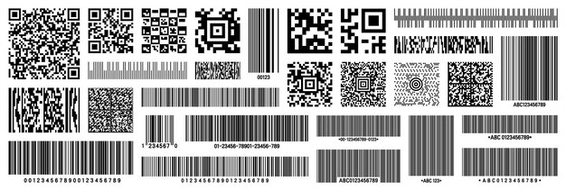 Set of product barcodes and qr codes identification tracking code serial number product id with