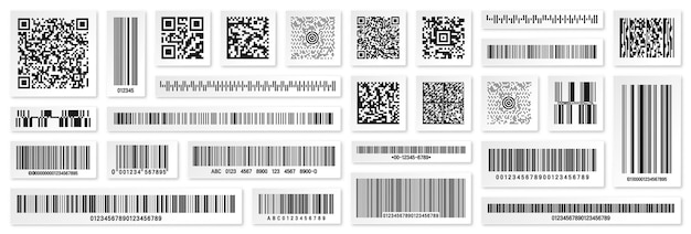 Set productbarcodes en qr-codes identificatie tracking code serienummer product-id met