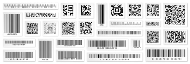 Vector set productbarcodes en qr-codes identificatie tracking code serienummer product-id met