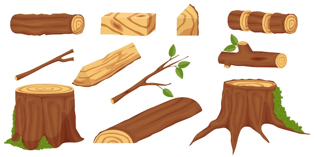 Vector set of production of wooden