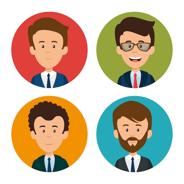 Vector set of profesional business people faces