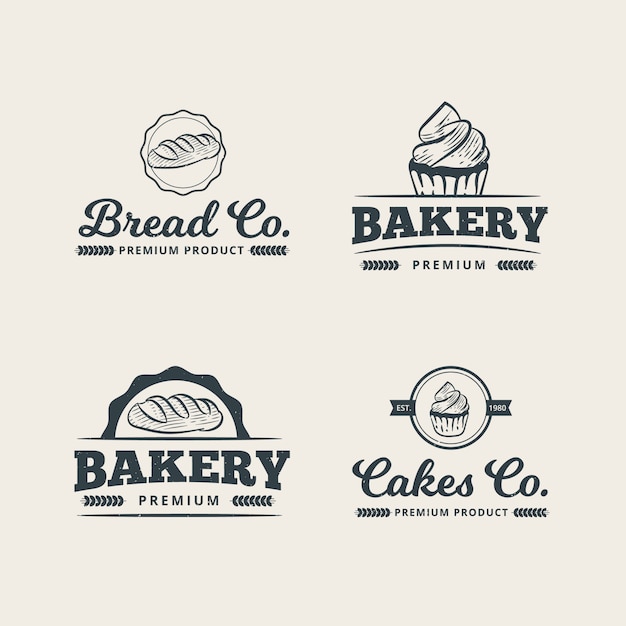 Set of professional bakery logo template