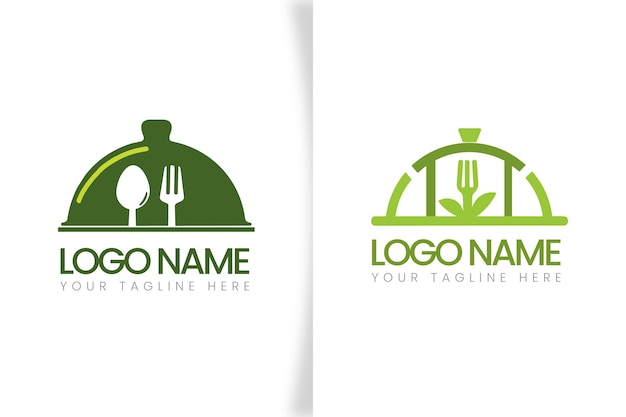 set of professional flat catering food logo templates