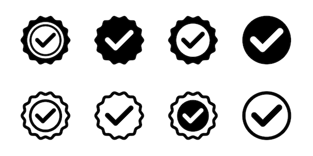 Set of profile verification vector icons. sticker or badge of black verification account.