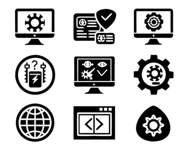 set of programming icon illustration computer code programming software technology internet