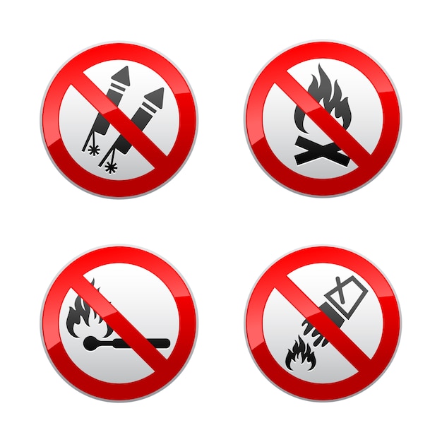 Vector set prohibited signs - fire