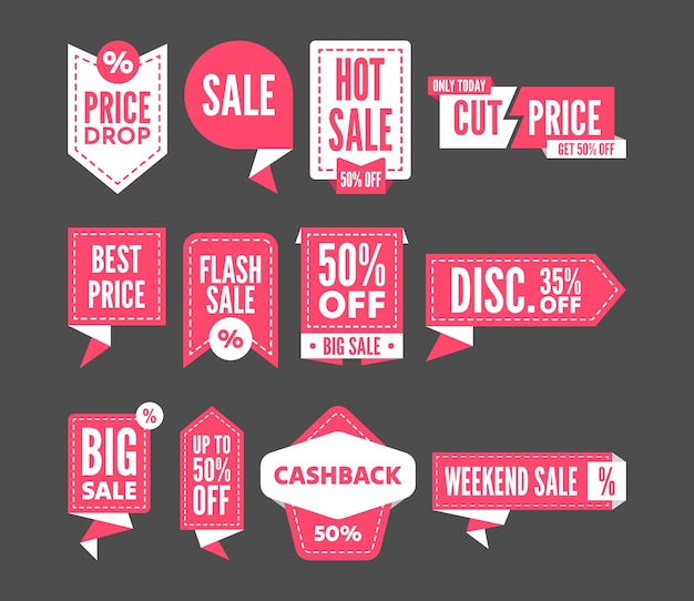 Vector set of promotion badge label collection