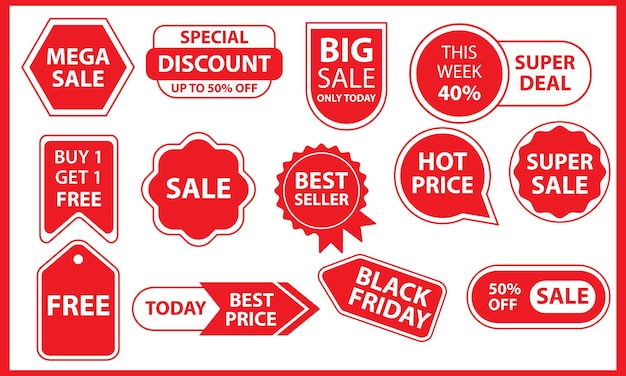 Set of promotion badge vectors. sale label collection. template banners