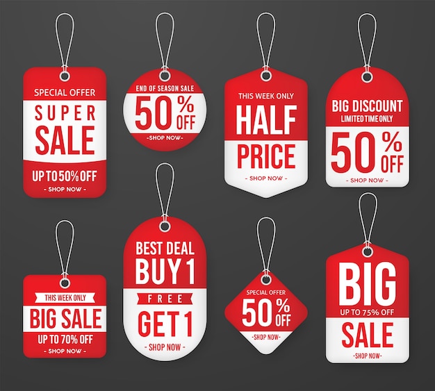 Set of promotion sale price tag label template 