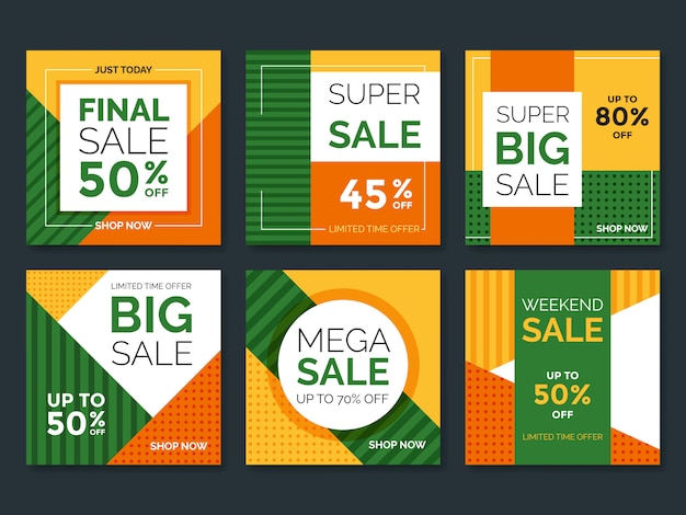 Vector set of promotion square banners