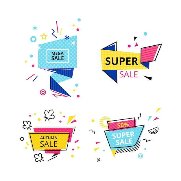 Set of promotional stickers banners discount labels offers best price