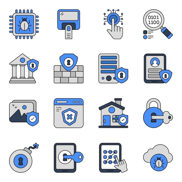 Set of Protection Flat Icons