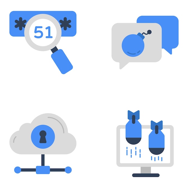 Set of Protection and Safety Flat Icons