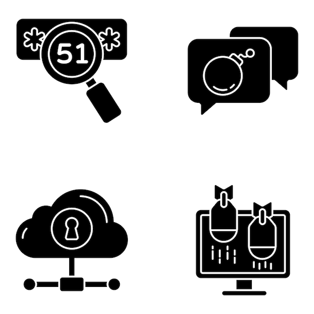 Set of Protection and Safety Glyph Icons