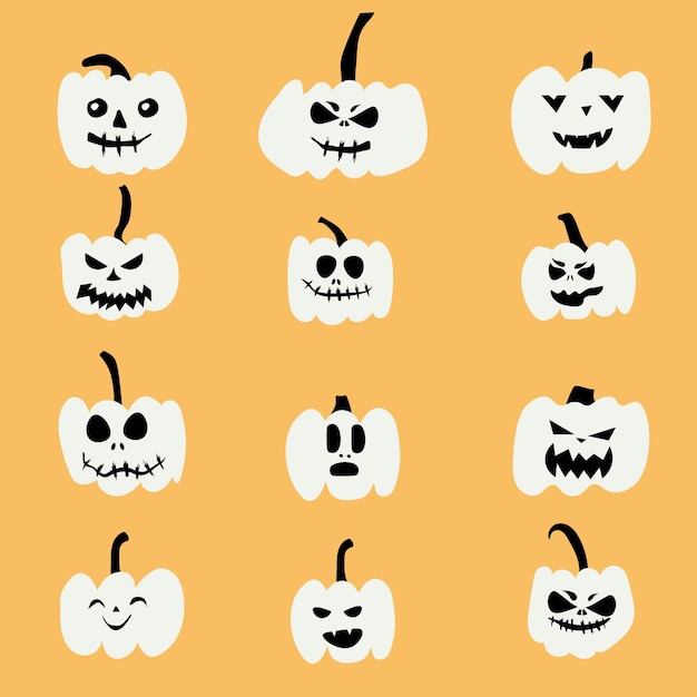 Set pumpkin on white background Pumpkin with smile for your design for the Halloween holiday