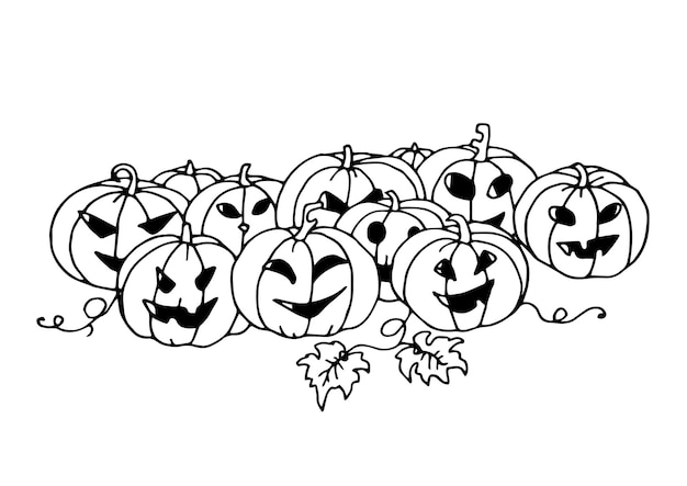 Set of pumpkins Halloween Autumn holidays Vector Illustration