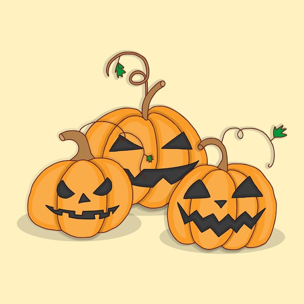 Impostare le zucche per halloween illustrazione vettoriale in colori vivaci