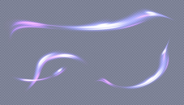 A set of purple and blue waves on a transparent background