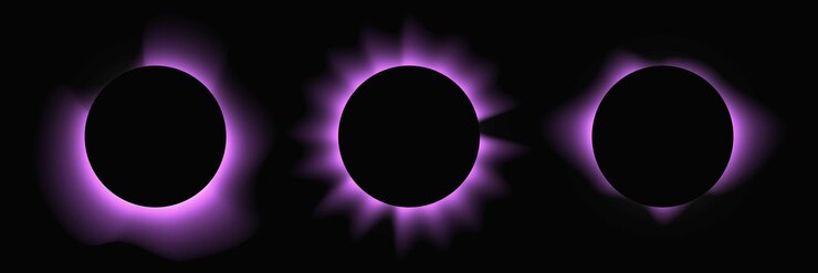 Vector set of purple circle illuminate light frames