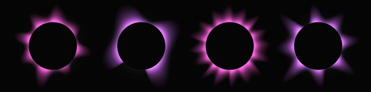 Vector set of purple circle illuminate light frames