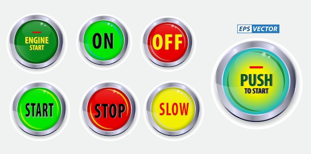 Premium Vector  Engine start stop button with a green glow