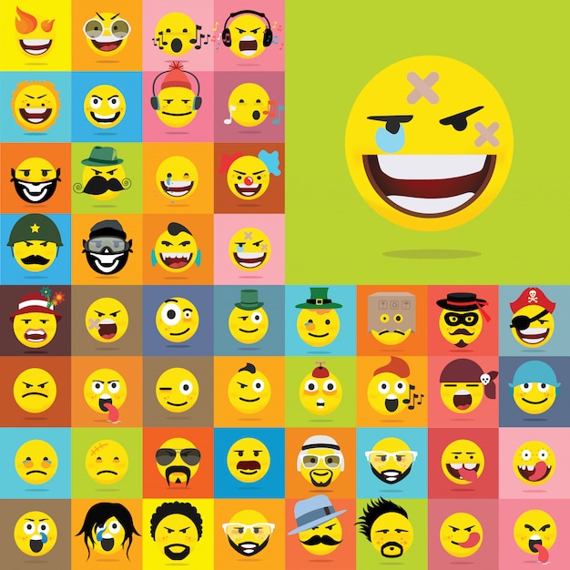 Set di emoticon di qualità set di emoji