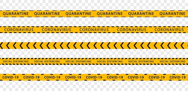 Набор карантинных полос Covid19 Черные и желтые предупреждающие ленты