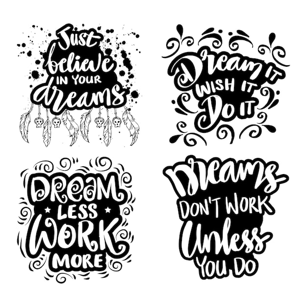 Vector set of quote about dream.