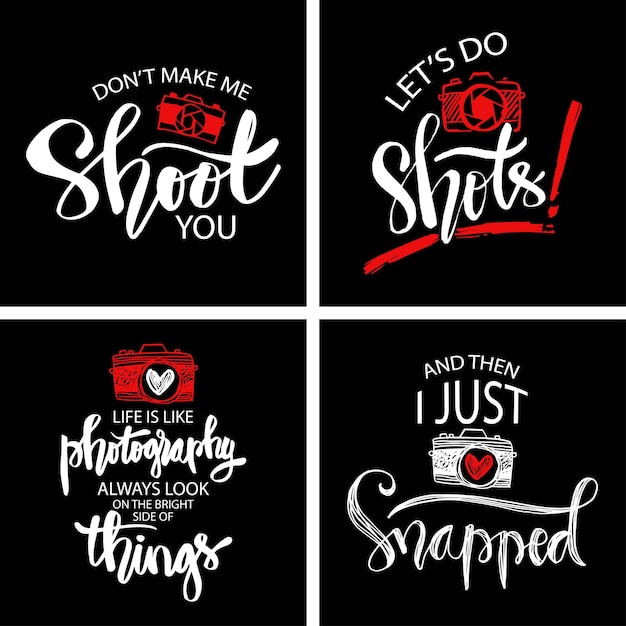 Set of quote about photography hand lettering