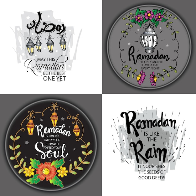 Vector set of quote about ramadan