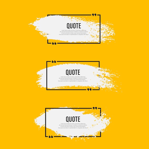 Set of quote box frame blank grunge brush background quote box icon