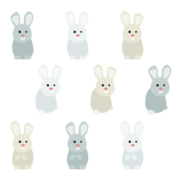 Set of rabbits vector illustration