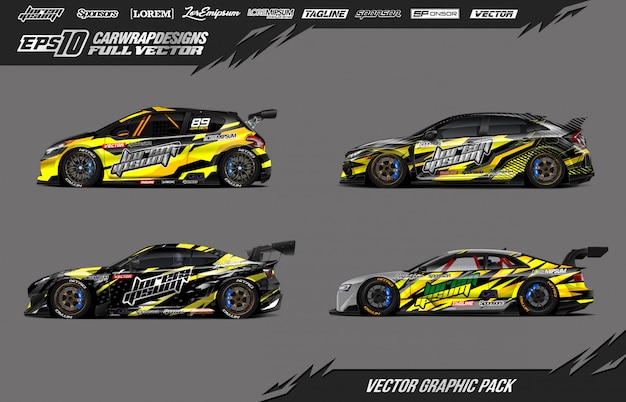 Set of race car decal wrap