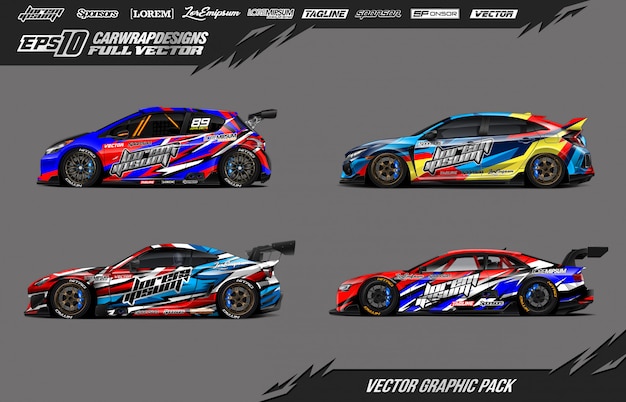 Set of race car decal wrap