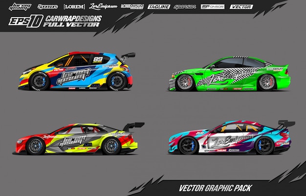 Set of race car decal wrap