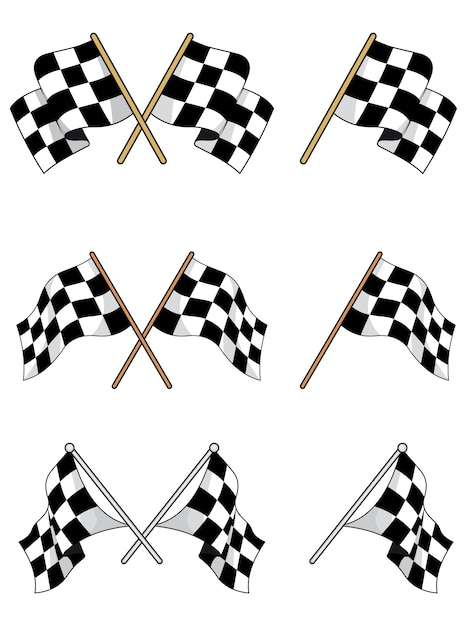 Set of racing checkered flags