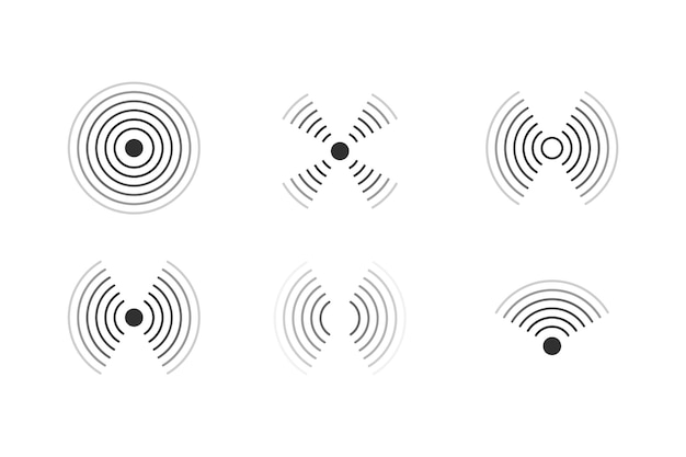 Set of radar icons Sonar sound waves Vector illustration