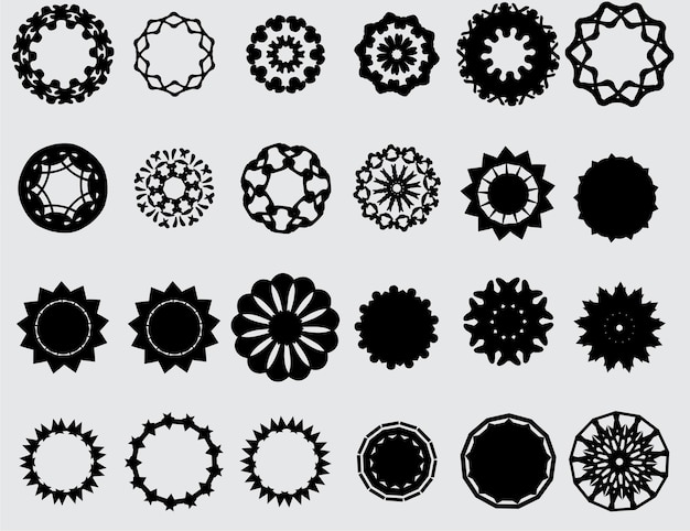 Set di icone radiali vettore nero