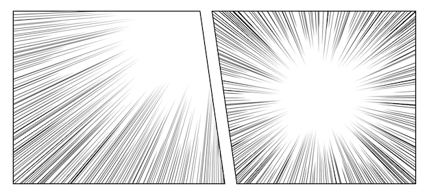 Vector set of radial manga speed lines for comic books