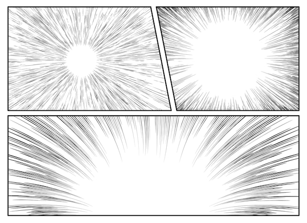 Set of radial manga speed lines for comic books