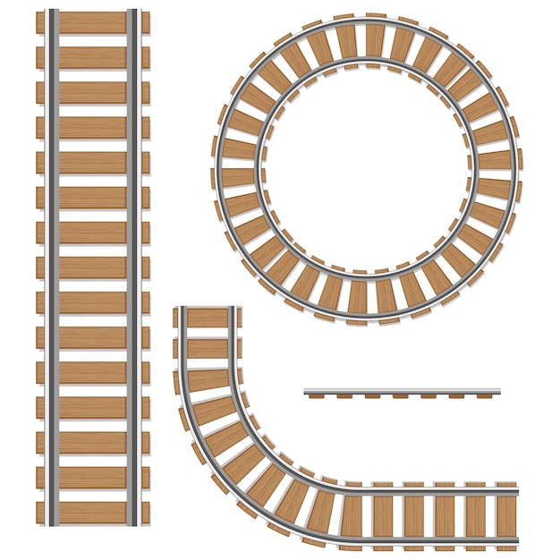 Vector a set of railway tracks isolated vector elements of a railway rails of railway routes